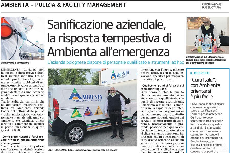 Sanificazione aziendale, la risposta tempestiva di Ambienta all'emergenza